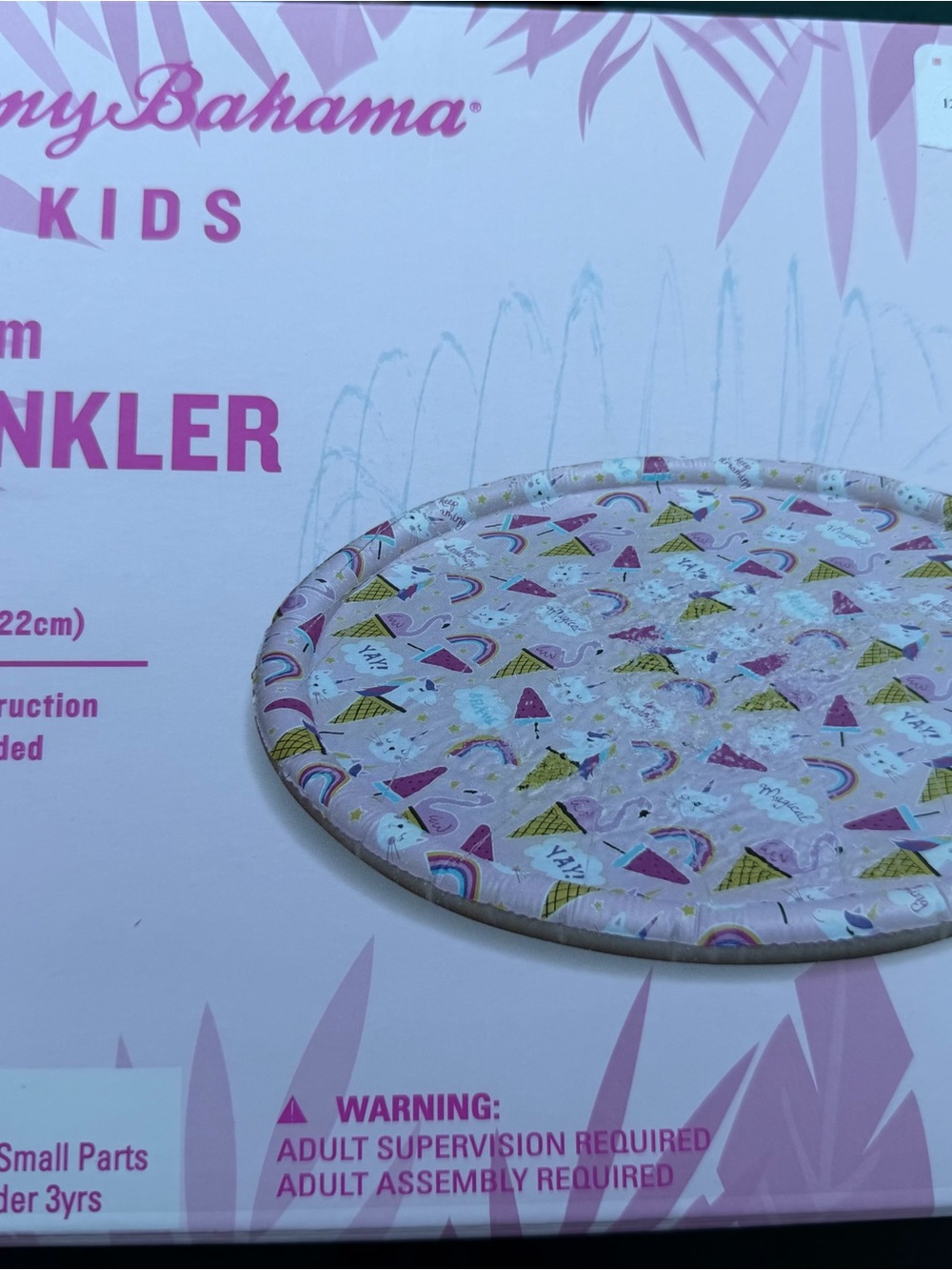 Tommy Bahama Kids Pink Patterned Splash Mat with Rainbow and Ice Cream